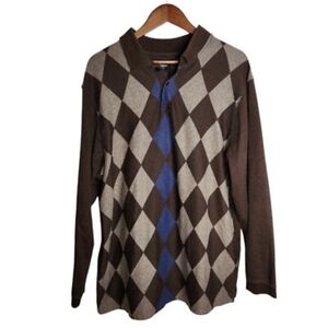 Haggar Men's Argyle Sweater - Brown and Blue
